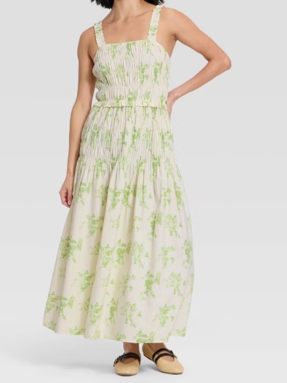 UNIVERSAL THREADS Floral Print Smocked Cream Maxi Dress NWOT